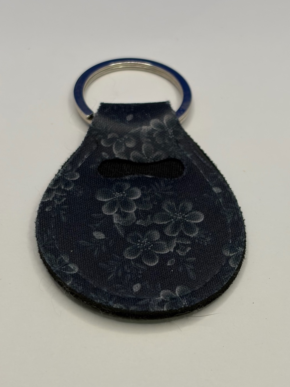 Floral Quarter Keychain Holder - Navy Blue